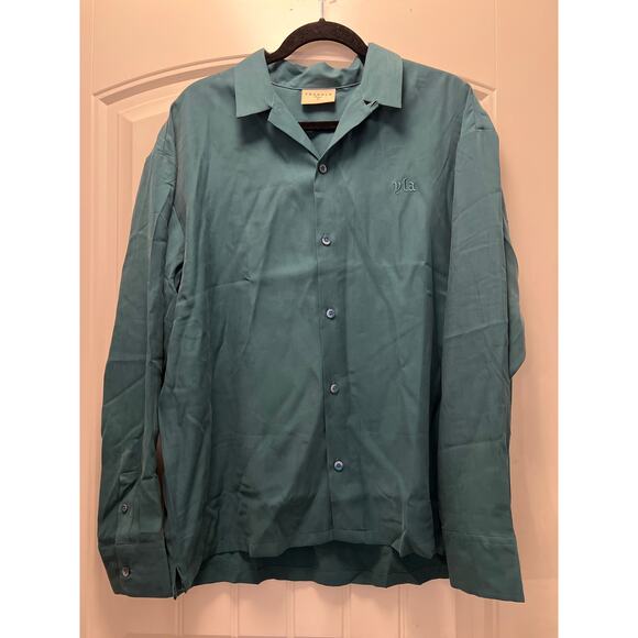 NWOT Youngla Men’s Relaxed Fit Chase Long Sleeve Button Front Shirt Size L Green - Picture 2 of 5